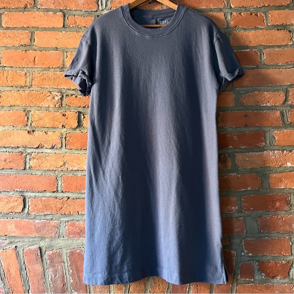 Time and Tru Gray Cotton Short Sleeve T-shirt Dress, size M